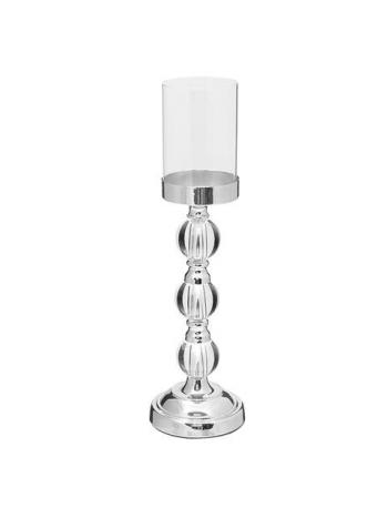 CANDLE HOLDER SILVER GLASS