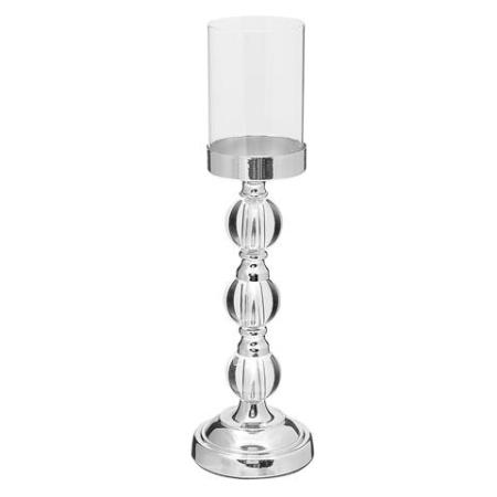 CANDLE HOLDER SILVER GLASS