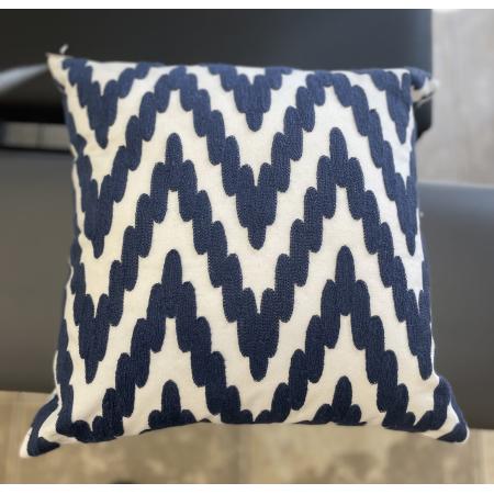 COUSSIN DÉCORATIF - BLEU ET BLANC